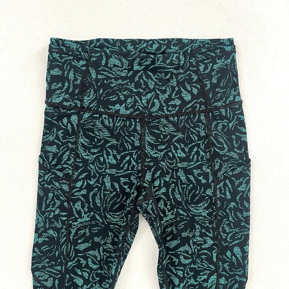 Lululemon Fast Free 7/8 Tight II Nulux 25” Thrive Viridian Green Black Pant 4 - Picture 4 of 10